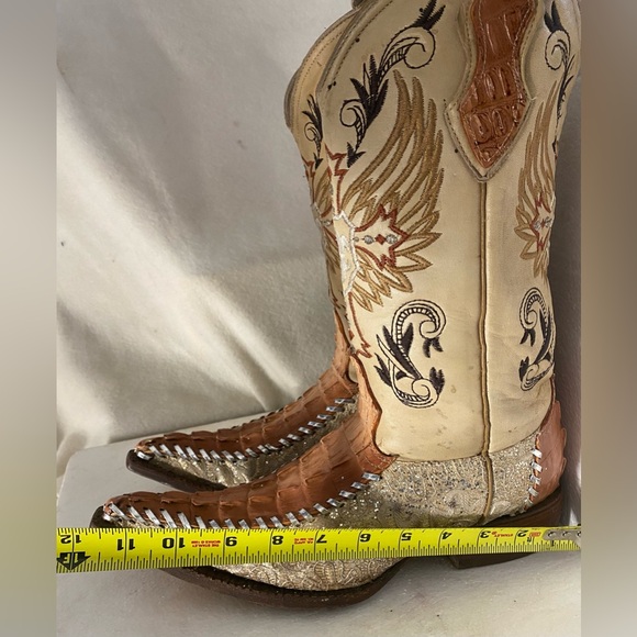 Carreta Men's Cowboy Brown, Cream, and Gold Embroider Glitter Size MEX-26-USA-7. - Picture 9 of 14